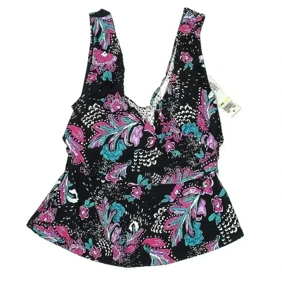Anne Cole | That’s A Wrap Signature Floral Print Tankini Top Plus Size 18 NWT - Picture 2 of 4